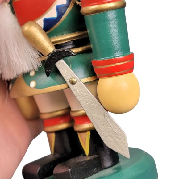 Vintage Thick 7 inch Nutcracker Wood Christmas Tree Home Decor Red Green Holiday - Picture 9 of 11